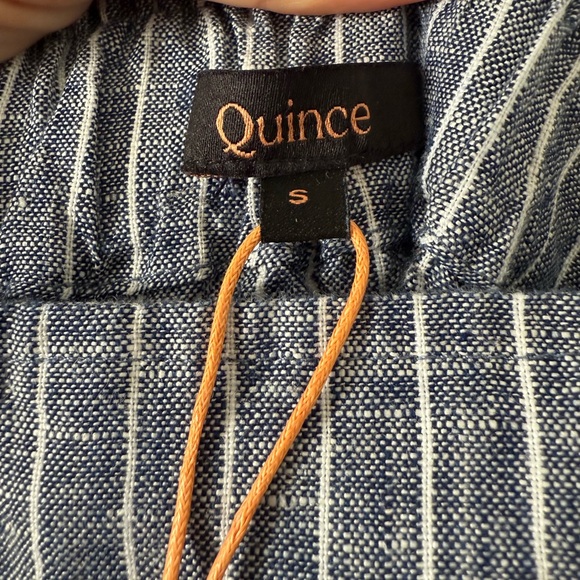 NWT Quince 100% European Linen Square Neck Blue and White Striped Jumpsuit - Picture 8 of 9